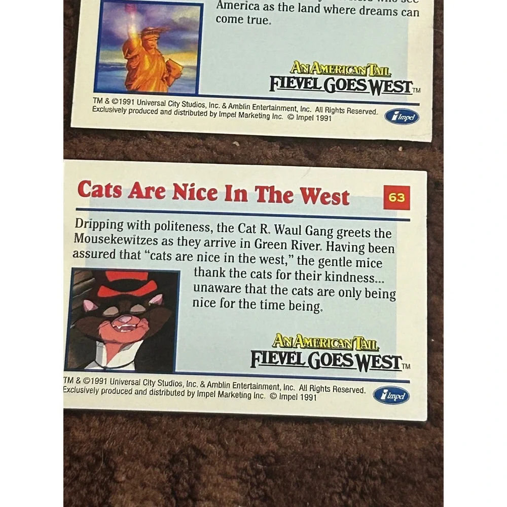 Vintage 1991 Impel An American Tail Fievel Goes West Trading Card Lot of 9‎